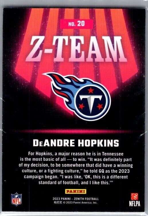 2023 Panini Zenith - Z-Team #20 DeAndre Hopkins