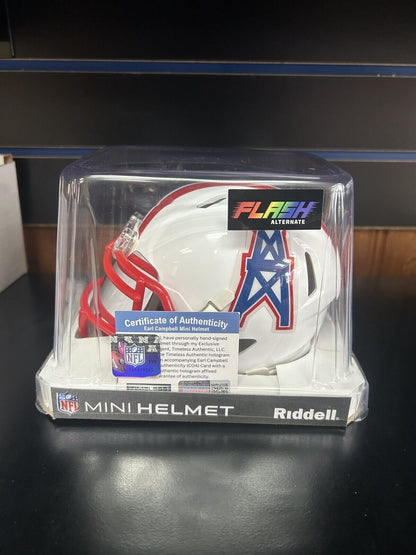 Earl Campbell Beckett COA Oilers Mini Helmet