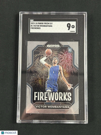 2023 Panini Prizm Draft Picks Fireworks #1 Victor Wembanyama SGC 9