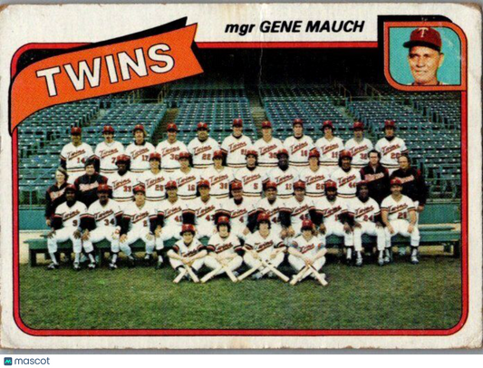 1980 Topps #328 Minnesota Twins / Gene Mauch TC, MGR, CL