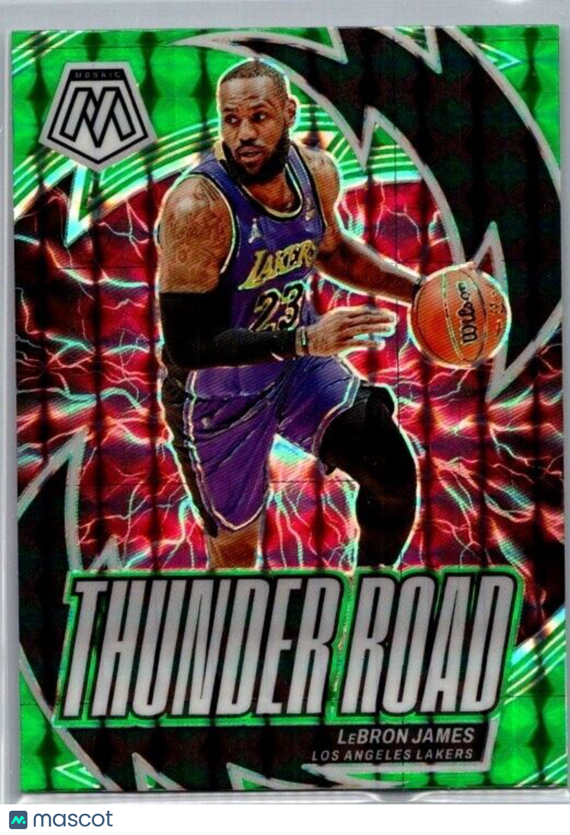 2023-24 Panini Mosaic - Thunder Road #9 LeBron James Green Mosaic Prizm