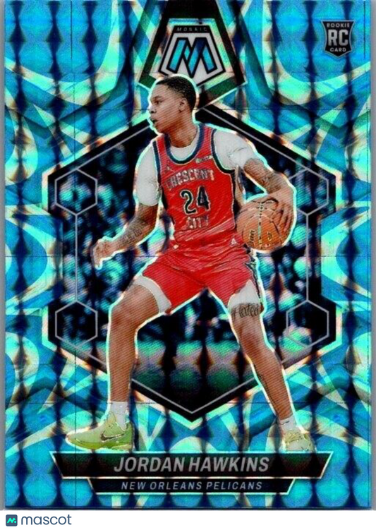 2023-24 Panini Mosaic - Rookies #243 Jordan Hawkins (RC) Reactive Blue Mosaic