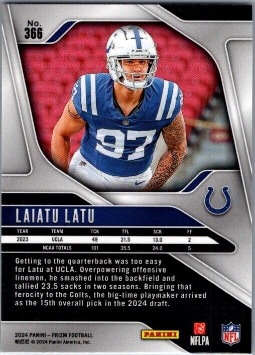 2024 Panini Prizm - #366 Laiatu Latu Rookie (RC)