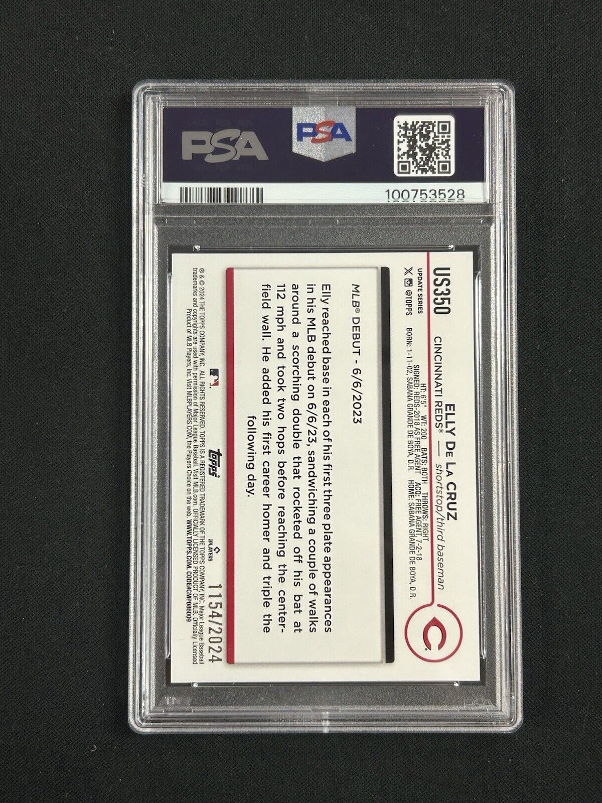 2024 Topps Update Gold #US350 Elly De La Cruz PSA 10