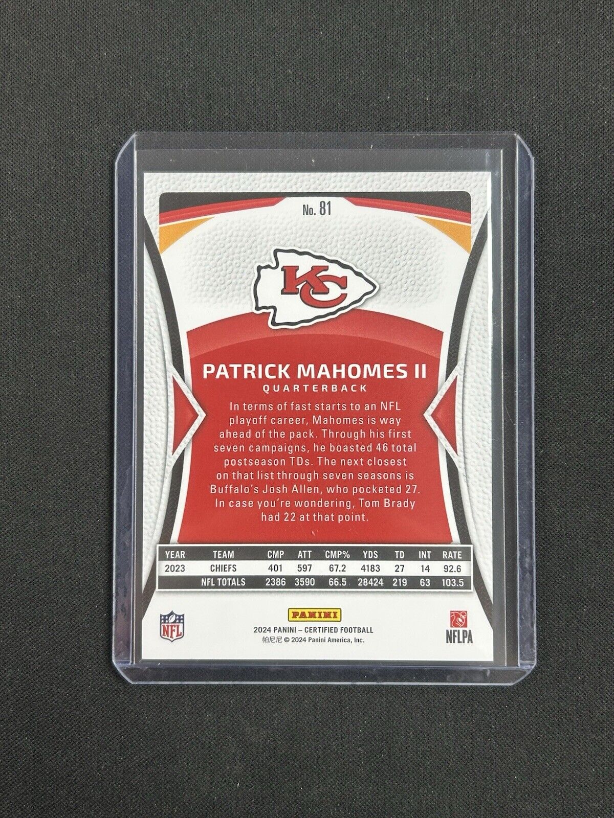 2024 Panini Certified Bronze #81 Patrick Mahomes II /275