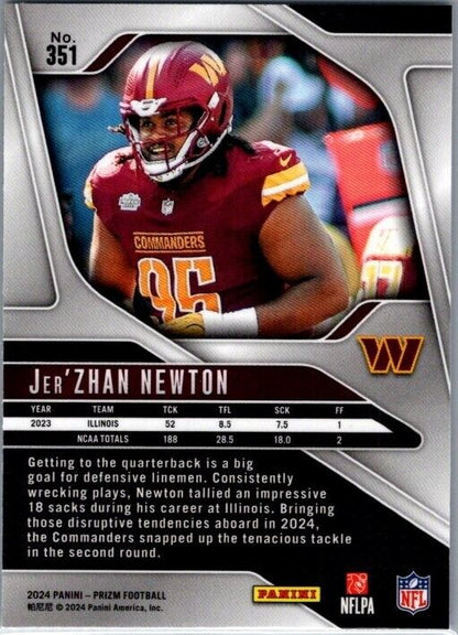 2024 Panini Prizm - #351 Jer'Zhan Newton Rookie (RC)