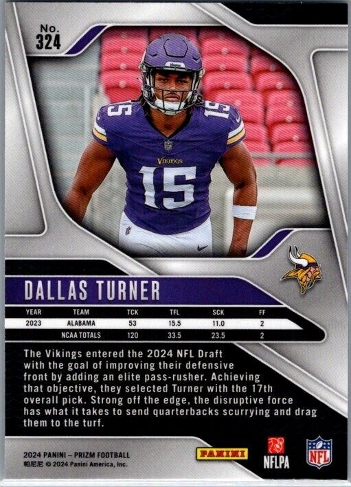 2024 Panini Prizm - #324 Dallas Turner Rookie (RC)