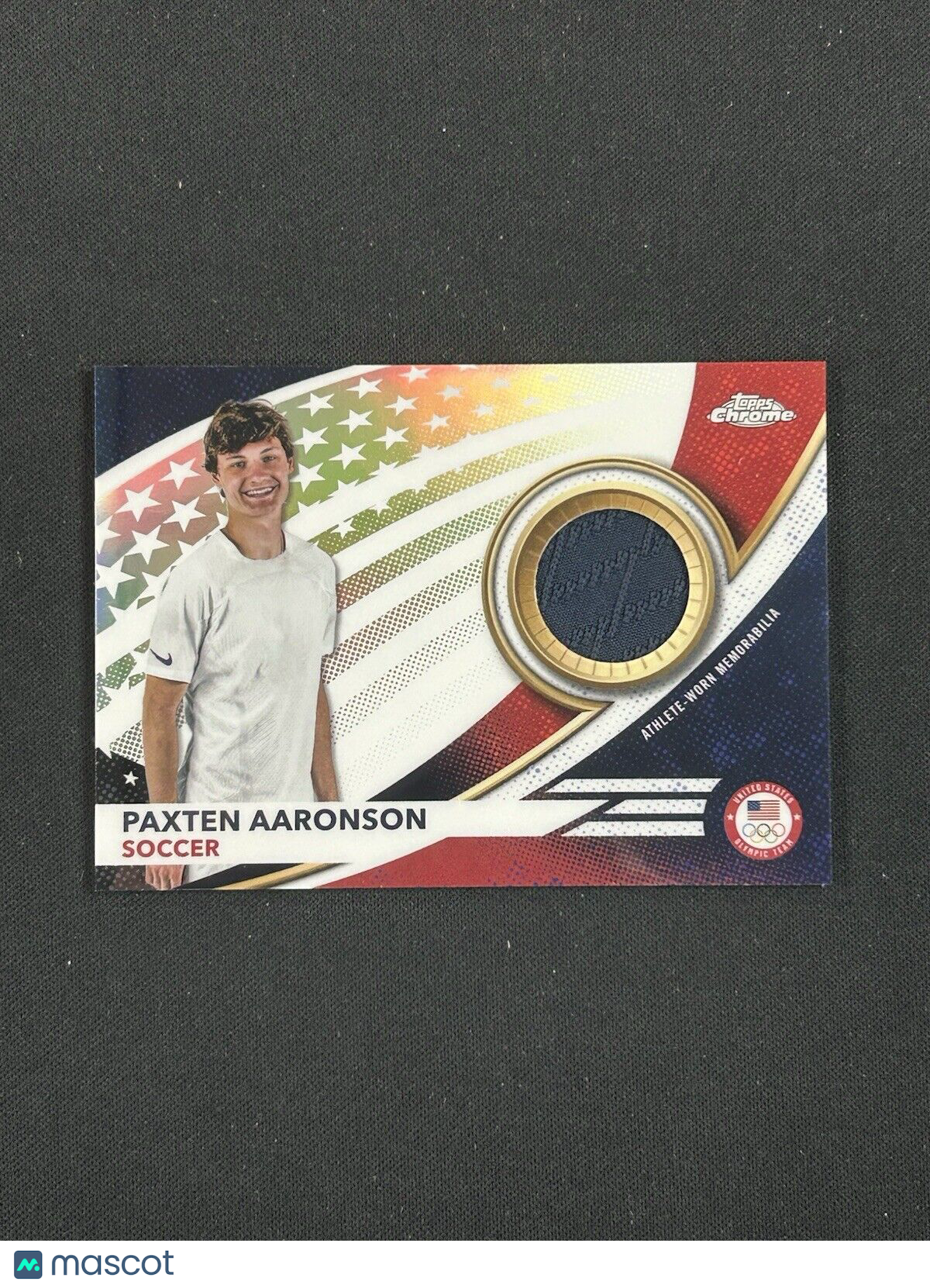 2024 Topps Chrome Olympics Patch #USA-PA Paxten Aaronson