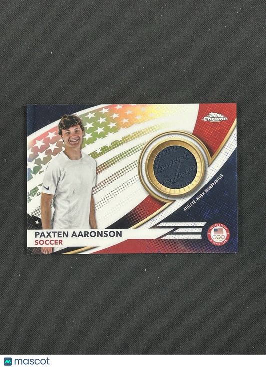 2024 Topps Chrome Olympics Patch #USA-PA Paxten Aaronson