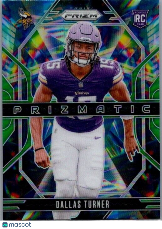 2024 Panini Prizm Football #17 Dallas Turner Rookie Prizmatic Green