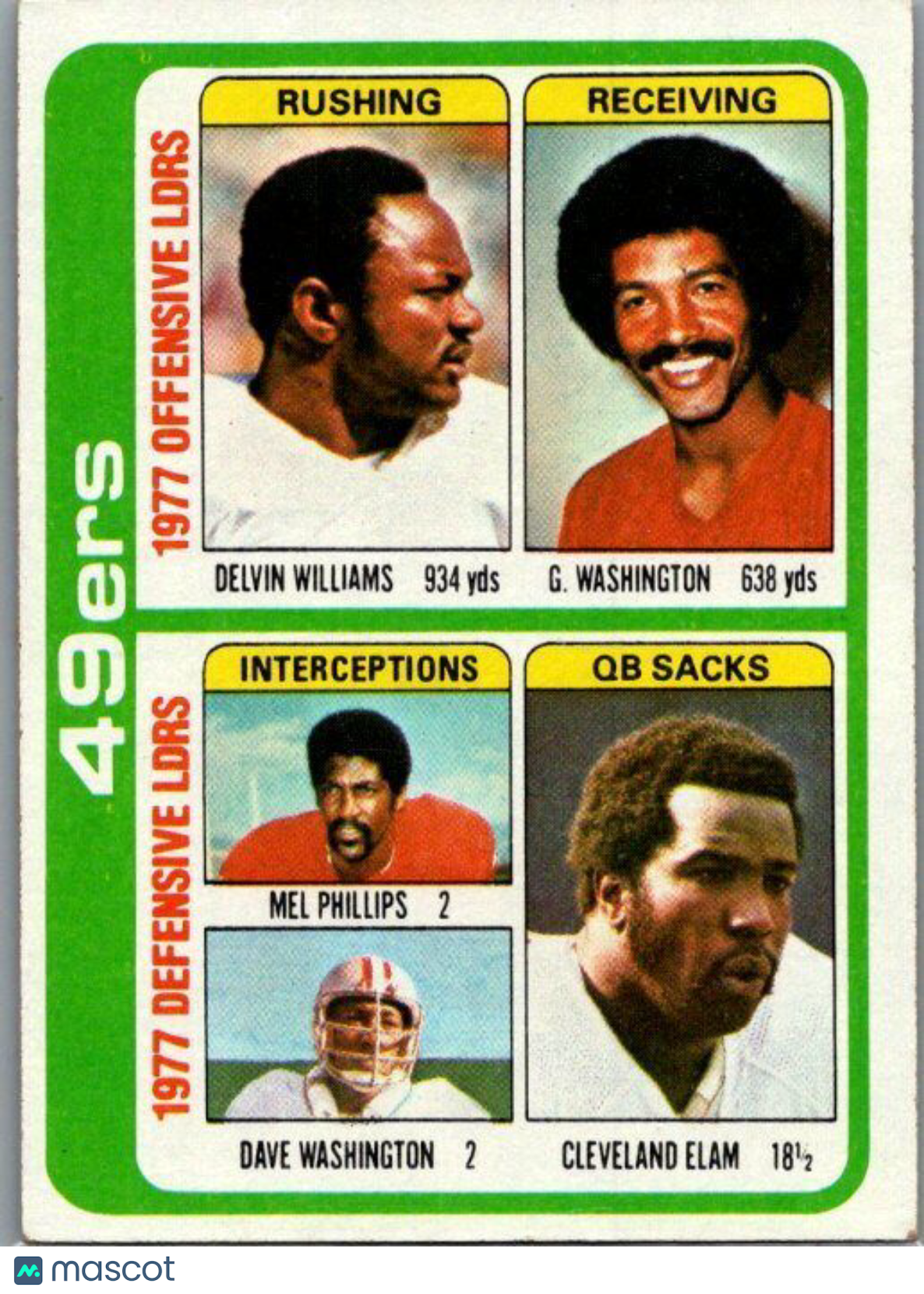 1978 Topps #525 Williams / Washington / Phillips / Washington / Elam