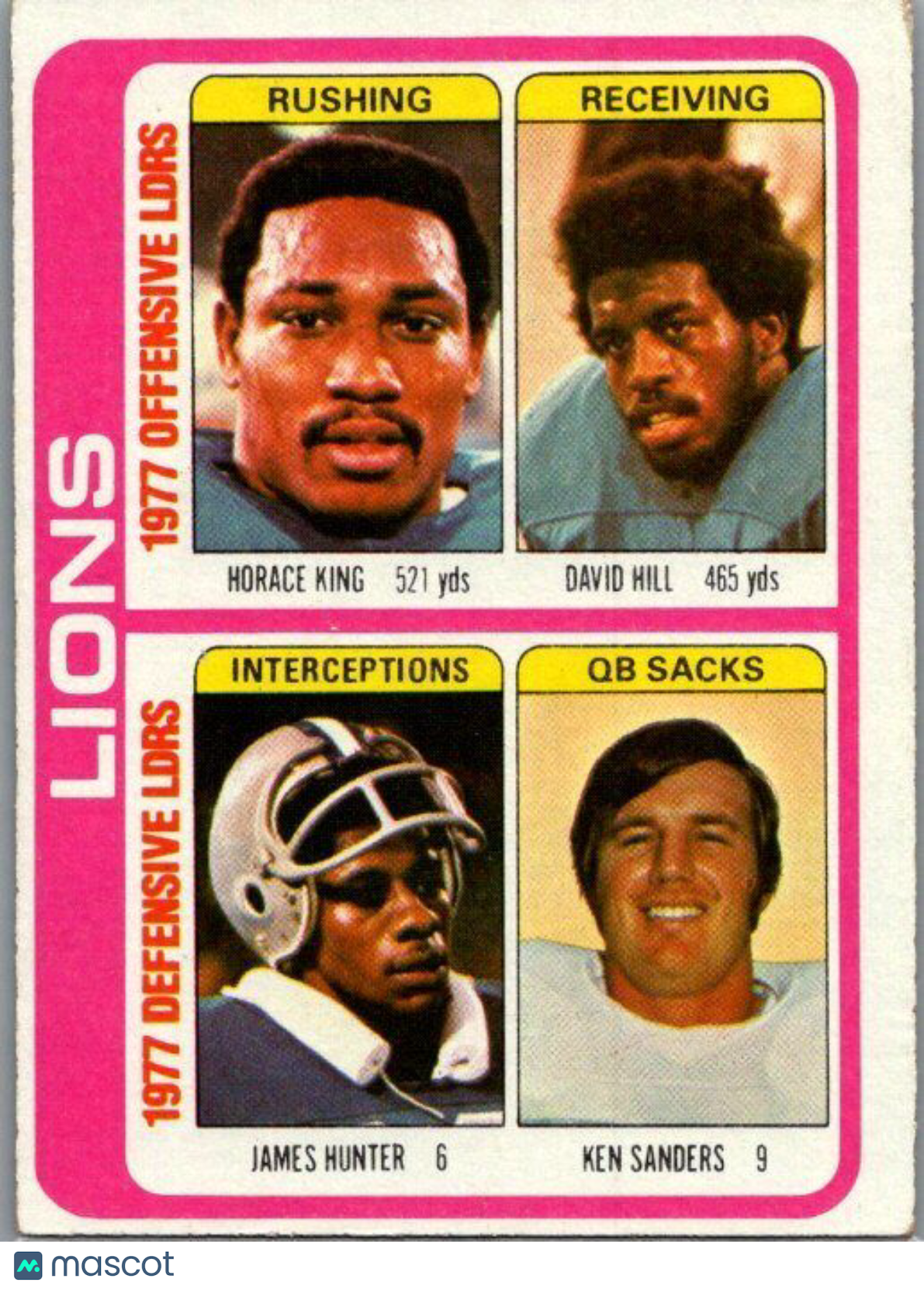 1978 Topps #509 Horace King / David Hill / James Hunter / Ken Sanders