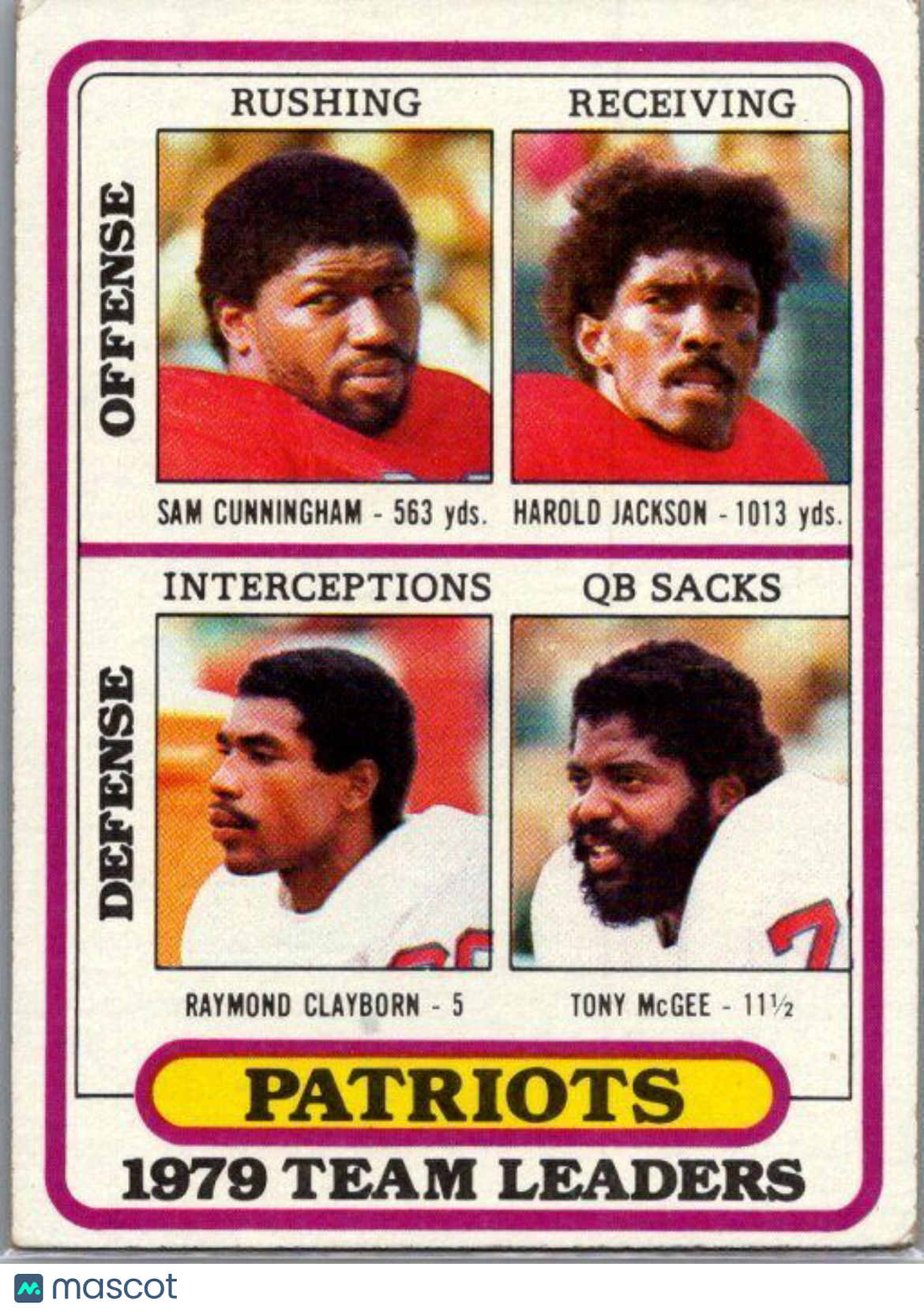 1980 Topps #188 Sam Cunningham / Harold Jackson / Raymond Clayborn / Tony McGee