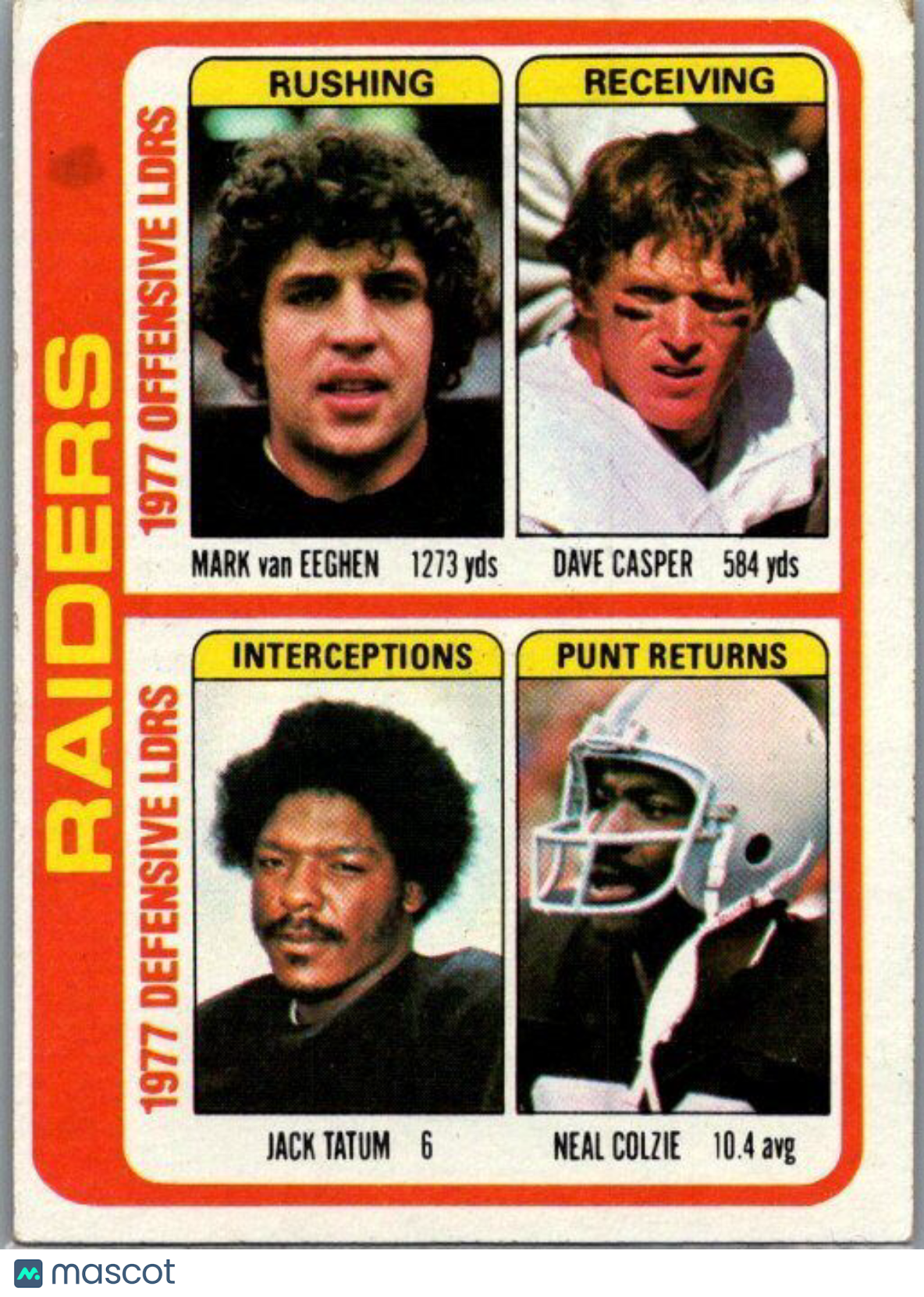 1978 Topps #520 Mark van Eeghen / Dave Casper / Jack Tatum / Neal Colzie