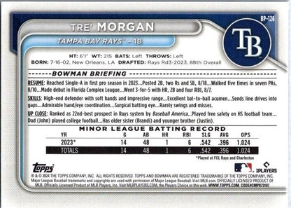 2024 Bowman - Prospects #BP-126 Tre' Morgan (RC) Purple Paisley /199