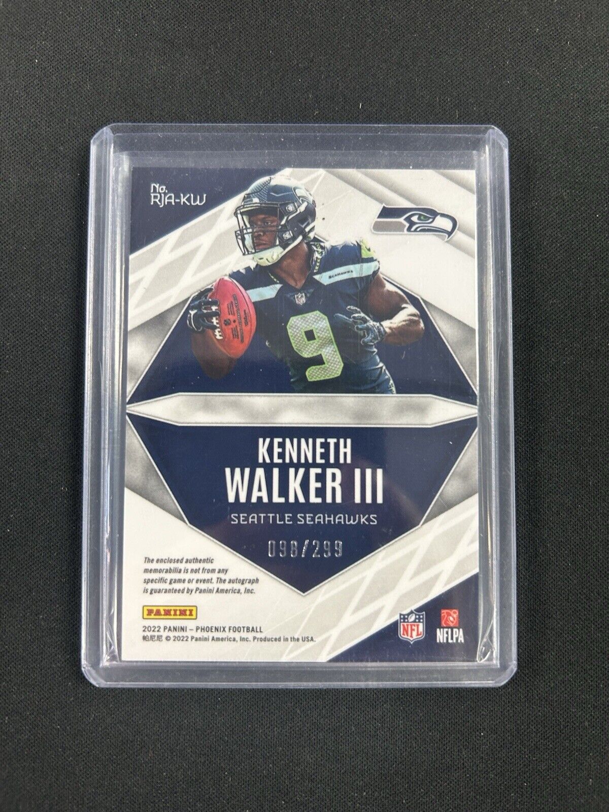 2022 Panini Phoenix Kenneth Walker III Jersey Patch Auto /299