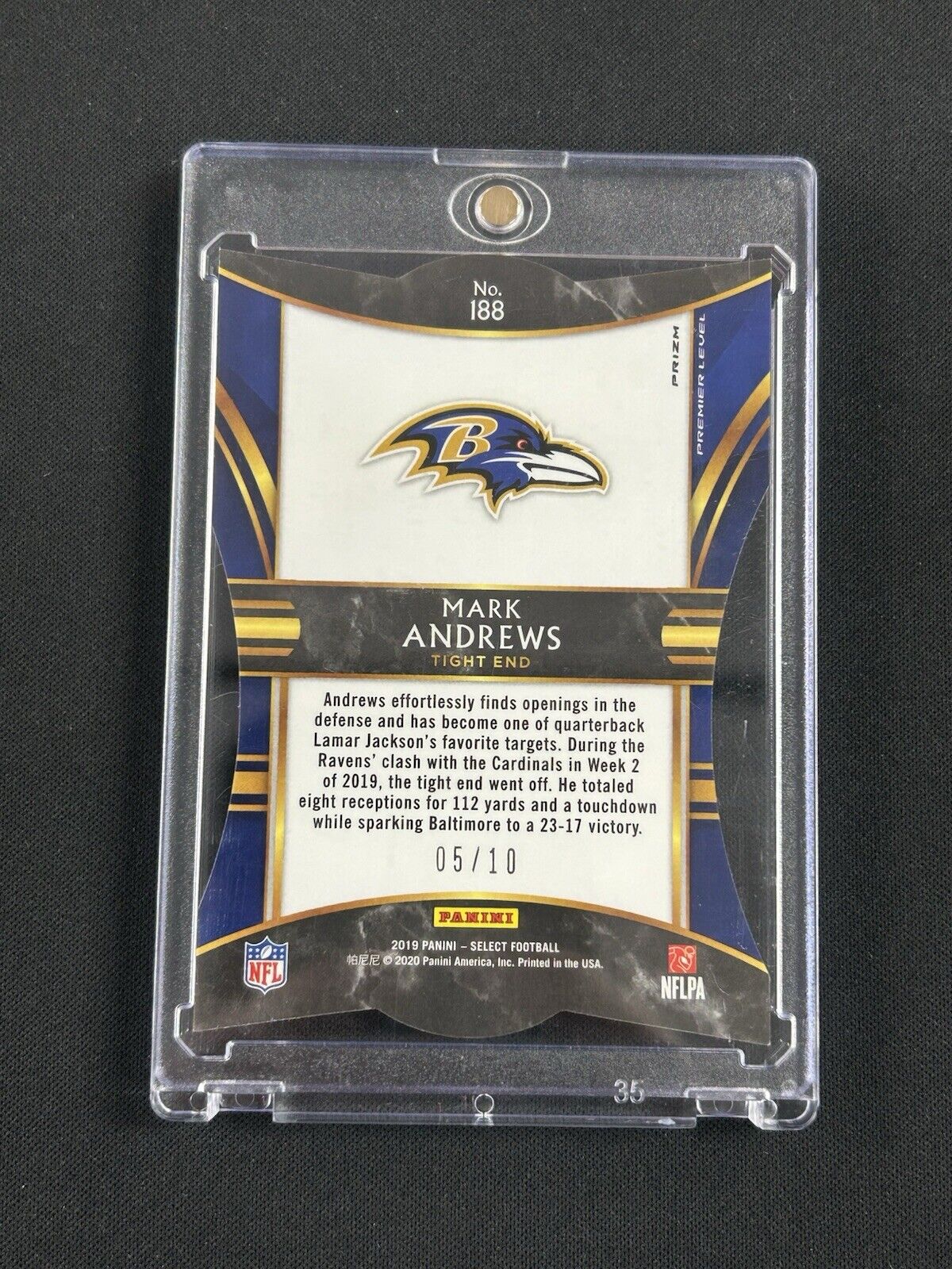 2019 Panini Select Premier Level Die Cut Gold #188 Mark Andrews /10