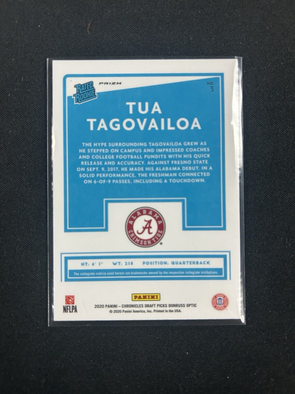 2020 Panini Chronicles Optic Draft Picks Red Rated Rookie #3 Tua Tagovailoa