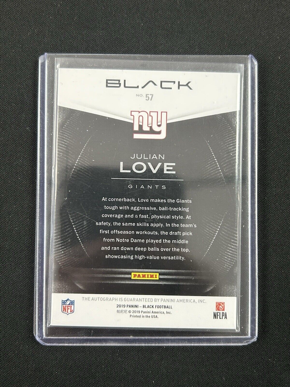 2019 Panini Black Julian Love Auto /75