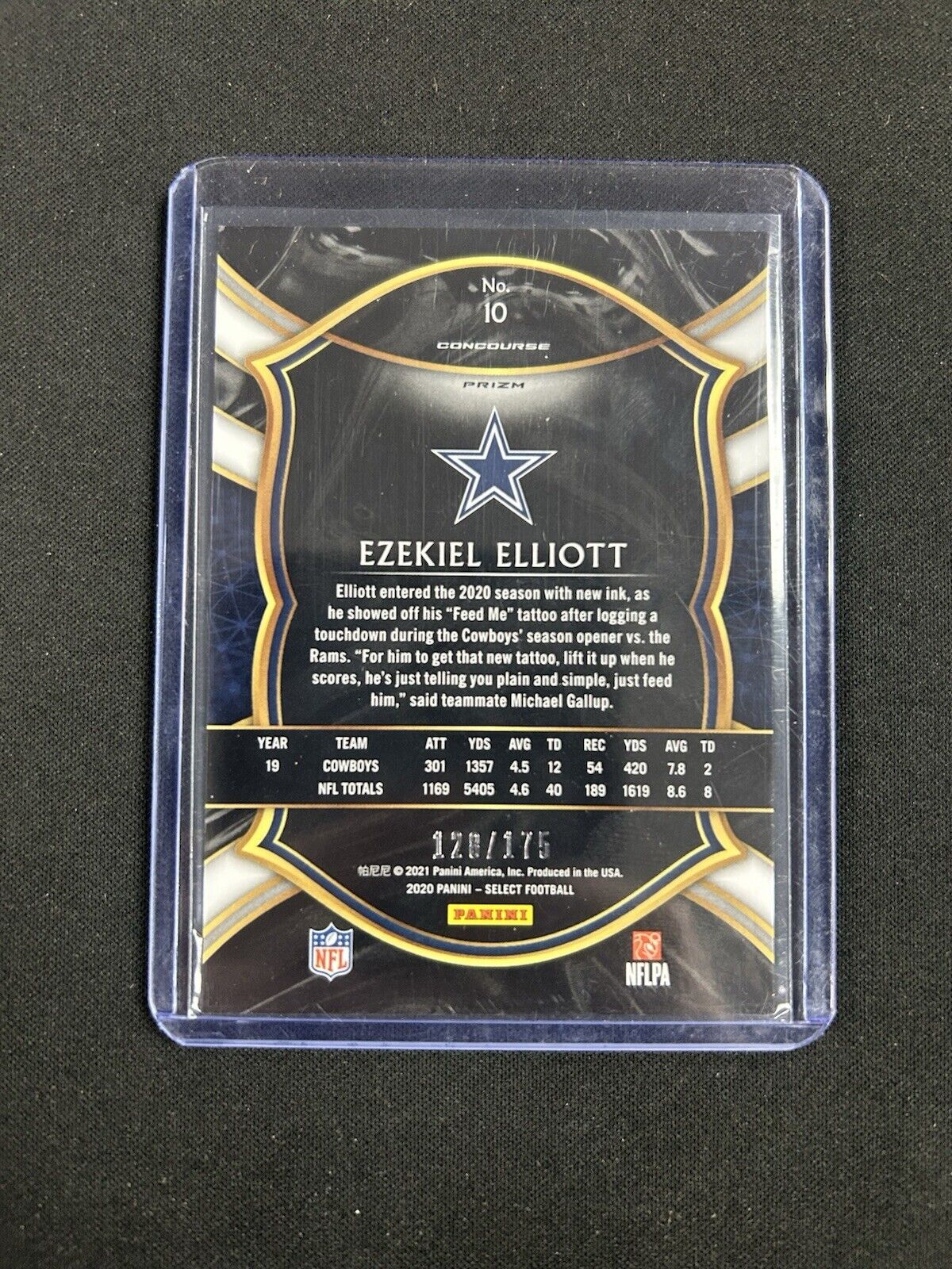 2020 Panini Select - Concourse Blue Prizm #10 Ezekiel Elliott /175