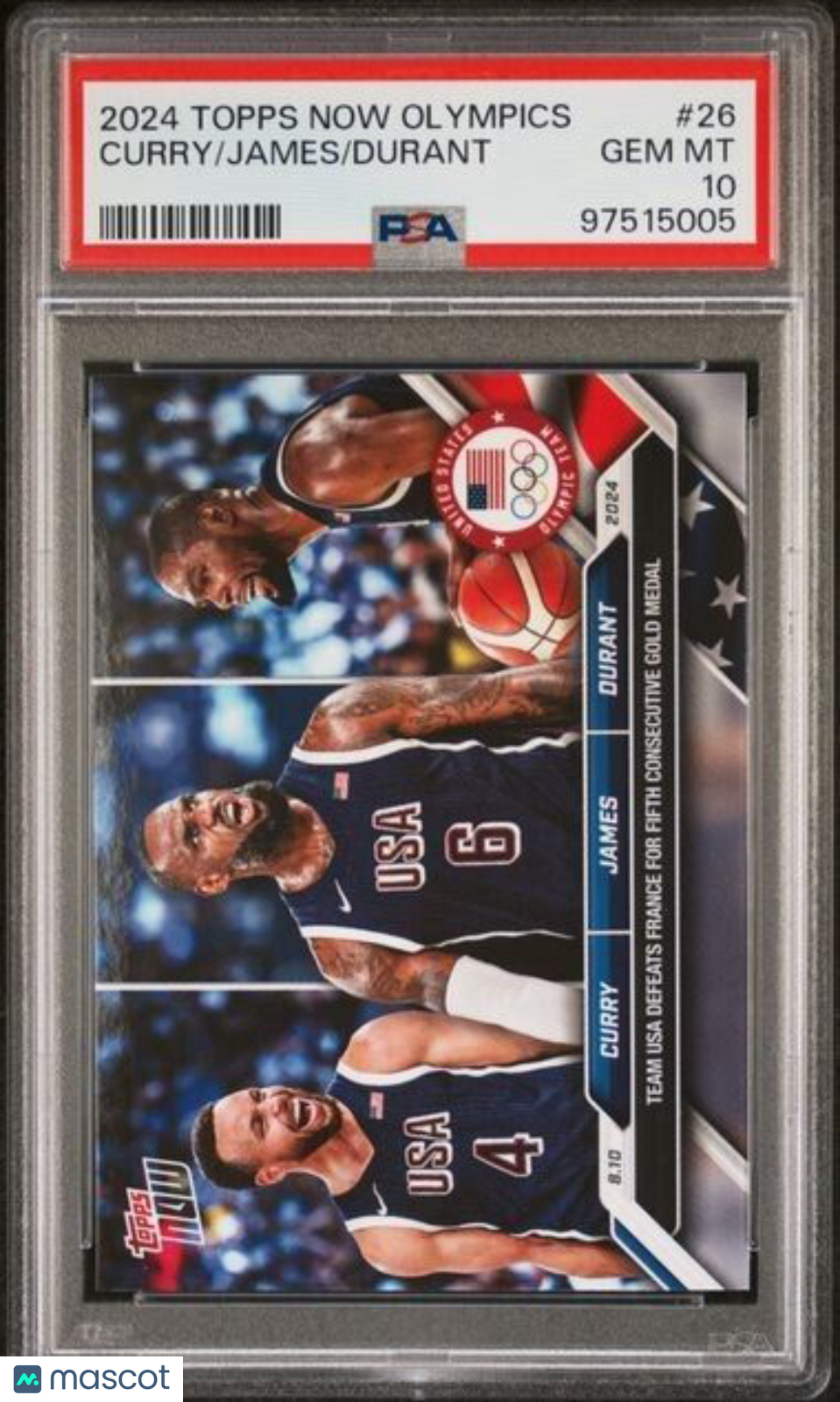 2024 Topps Now Olympics #26 Curry/James/Durant PSA 10