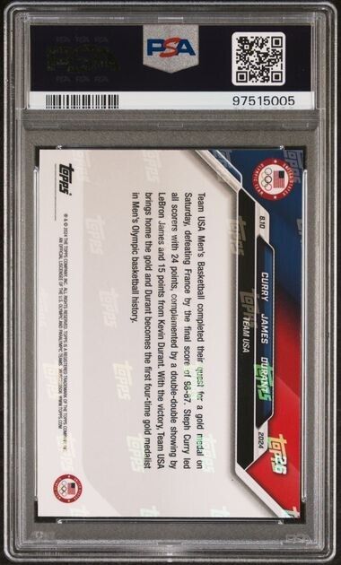 2024 Topps Now Olympics #26 Curry/James/Durant PSA 10