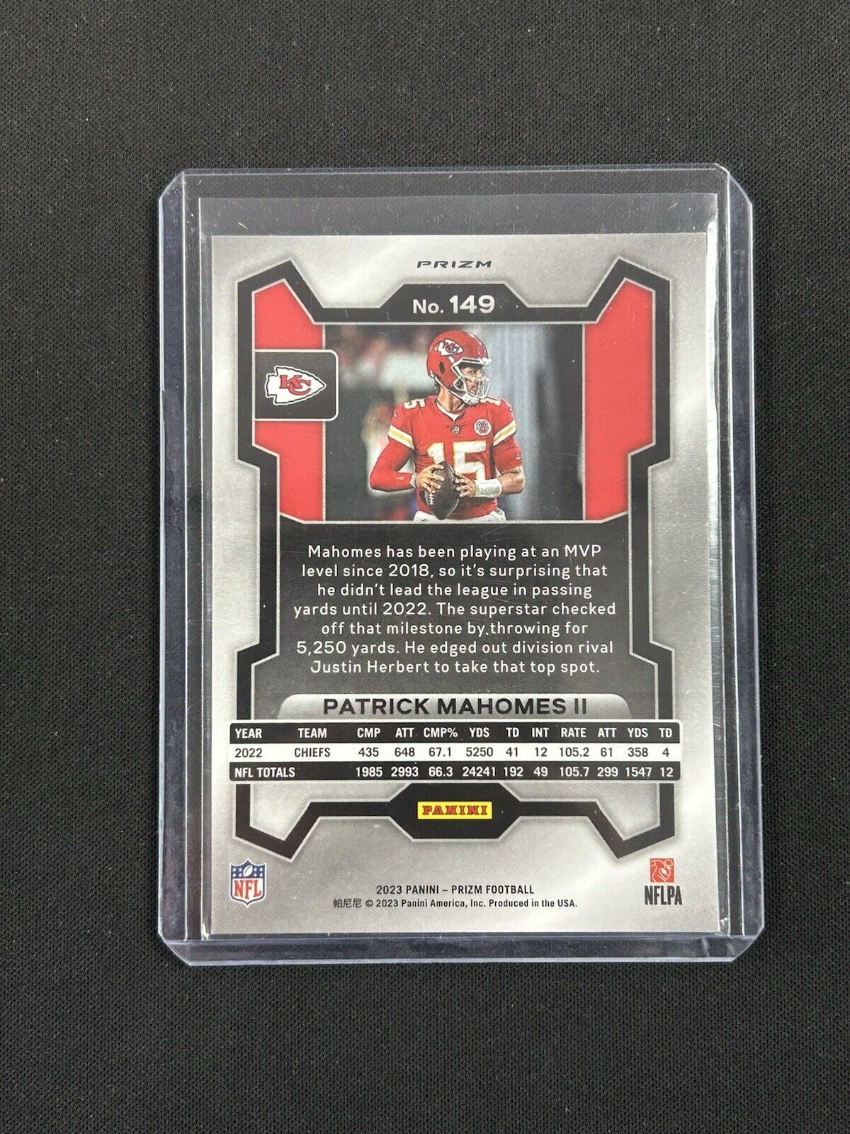 2023 Panini Prizm Orange Lazer #149 Patrick Mahomes II