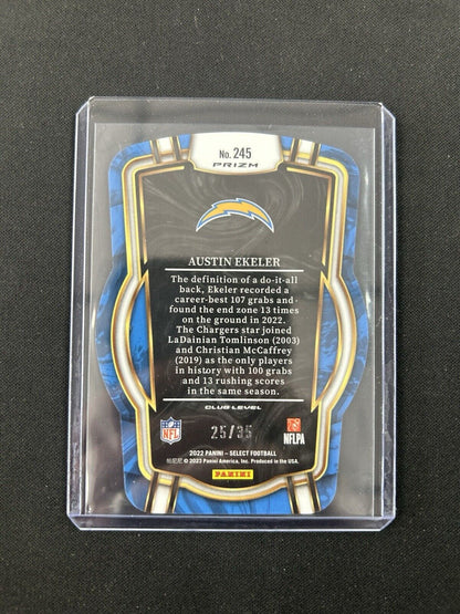 2022 Panini Select Club Level Prizm Austin Ekeler Die Cut /35