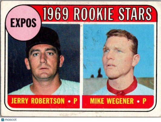 1969 Topps #284 Expos 1969 Rookie Stars (Jerry Robertson / Mike Wegener) RS, RC