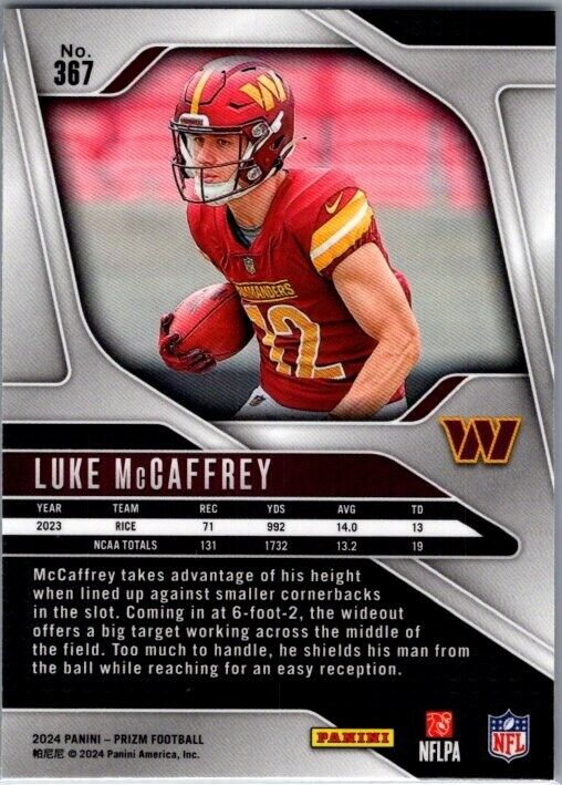 2024 Panini Prizm - #367 Luke McCaffrey Rookie (RC)