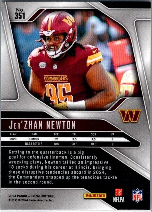 2024 Panini Prizm - #351 Jer'Zhan Newton Rookie (RC)