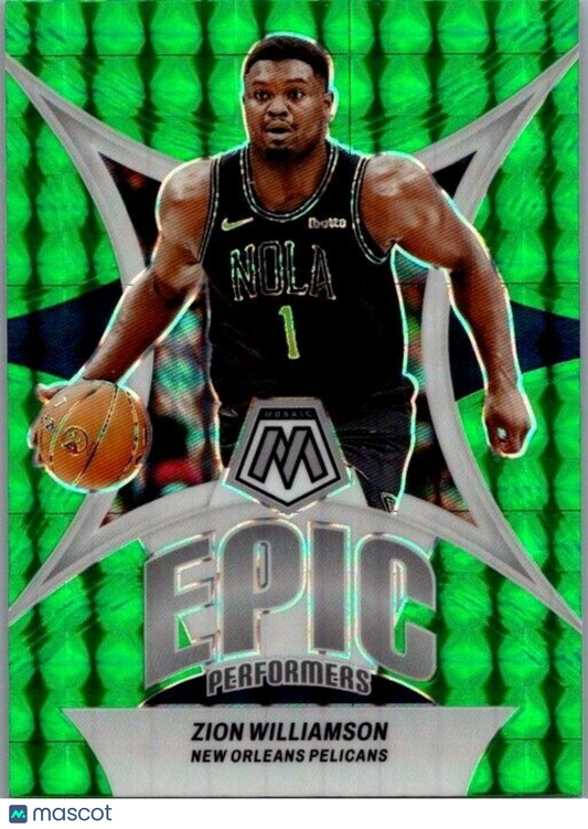 2023-24 Panini Mosaic - Epic Performers #10 Zion Williamson Green Mosaic Prizm