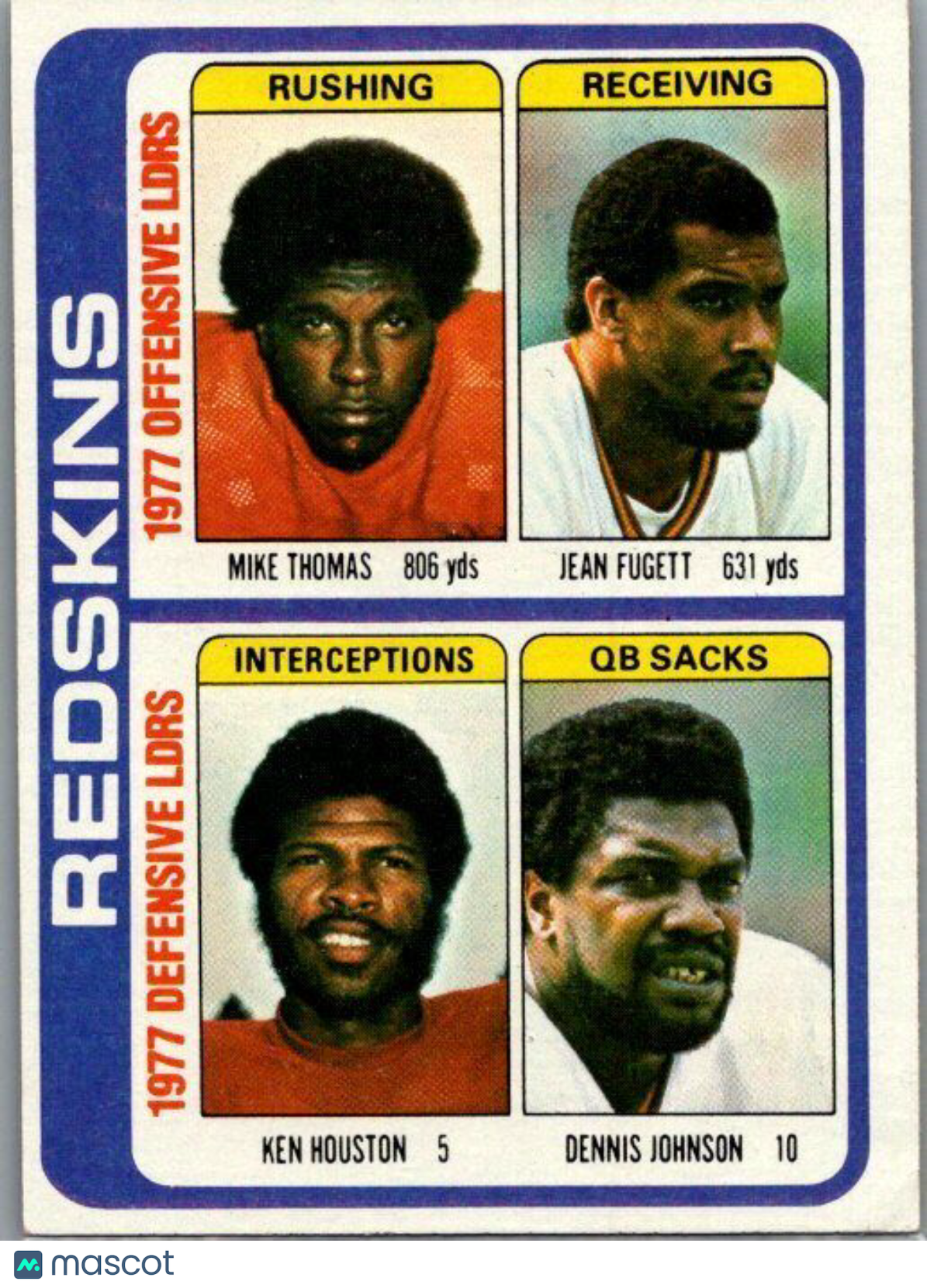 1978 Topps #528 Mike Thomas / Jean Fugett / Ken Houston / Dennis Johnson