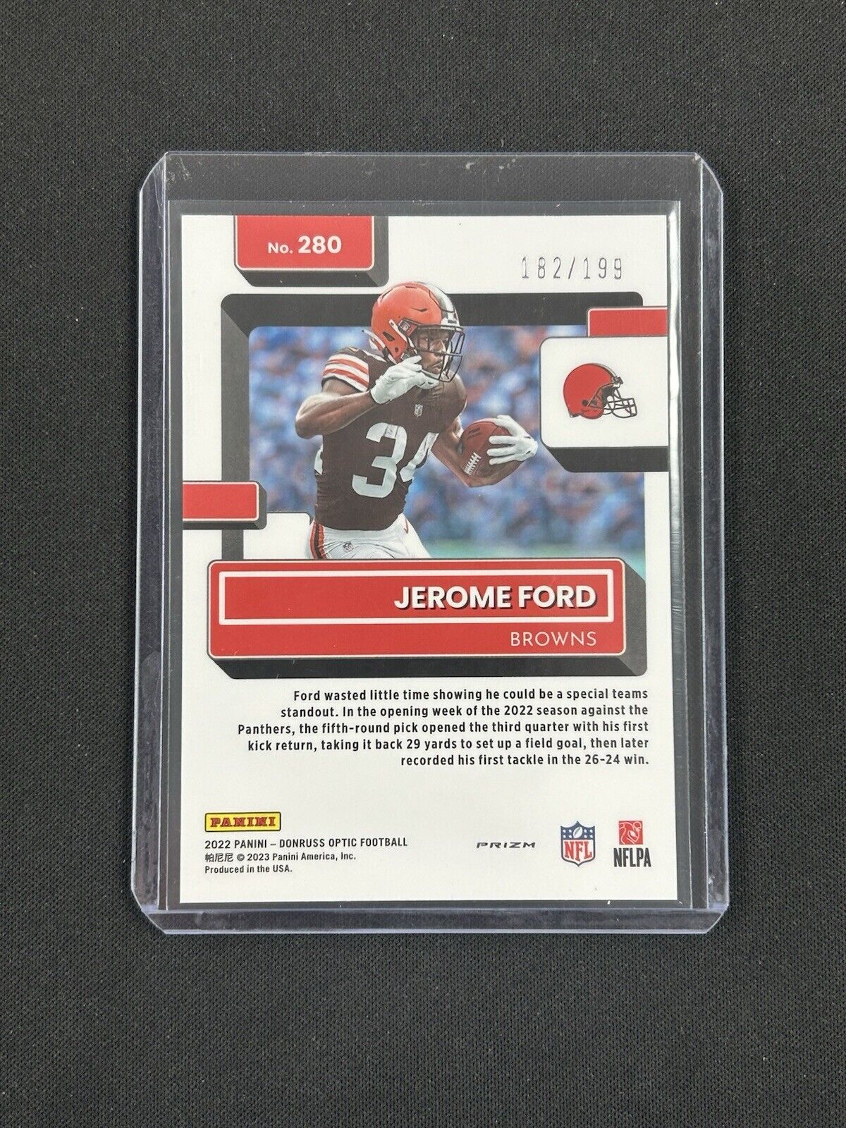 2022 Panini Donruss Optic Orange Rated Rookie #280 Jerome Ford /199