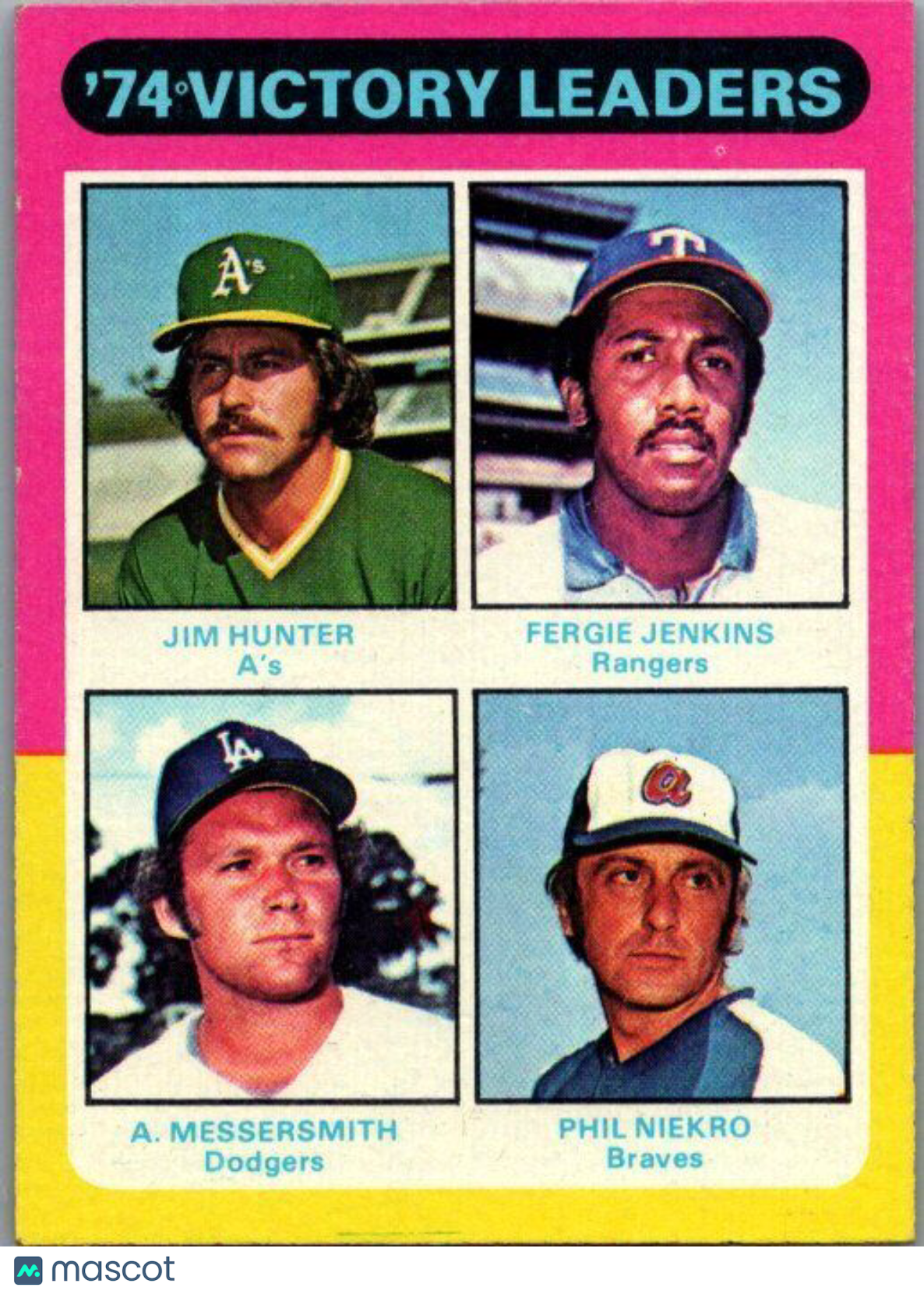 1975 Topps #310 1974 Victory Leaders (Hunter / Jenkins / Messersmith / Niekro)