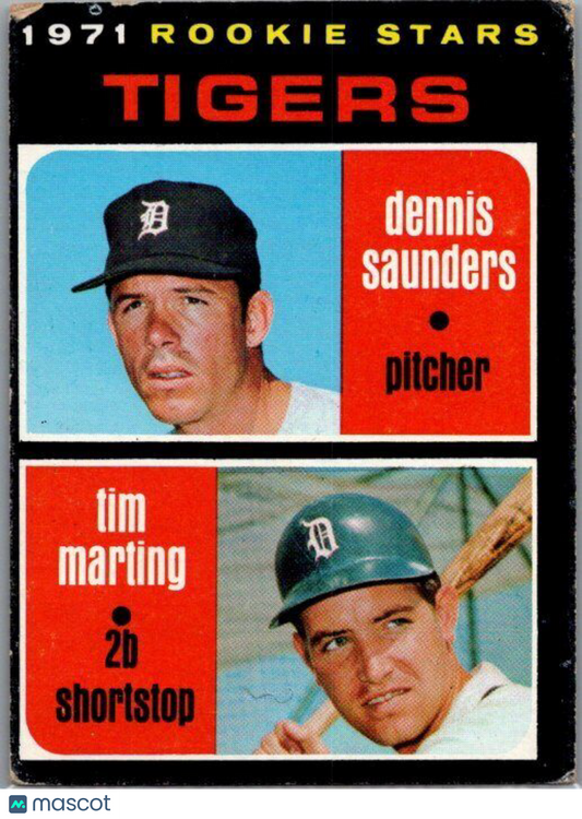 1971 Topps #423 Tigers 1971 Rookie Stars (Dennis Saunders / Tim Marting) RS, RC