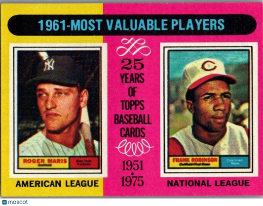 1975 O-Pee-Chee #199 1961 MVPs (Roger Maris / Frank Robinson)