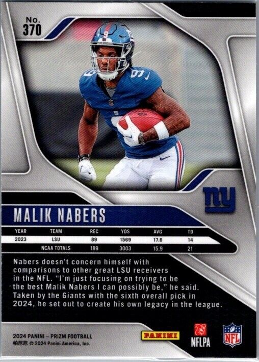 2024 Panini Prizm - #370 Malik Nabers Rookie (RC)