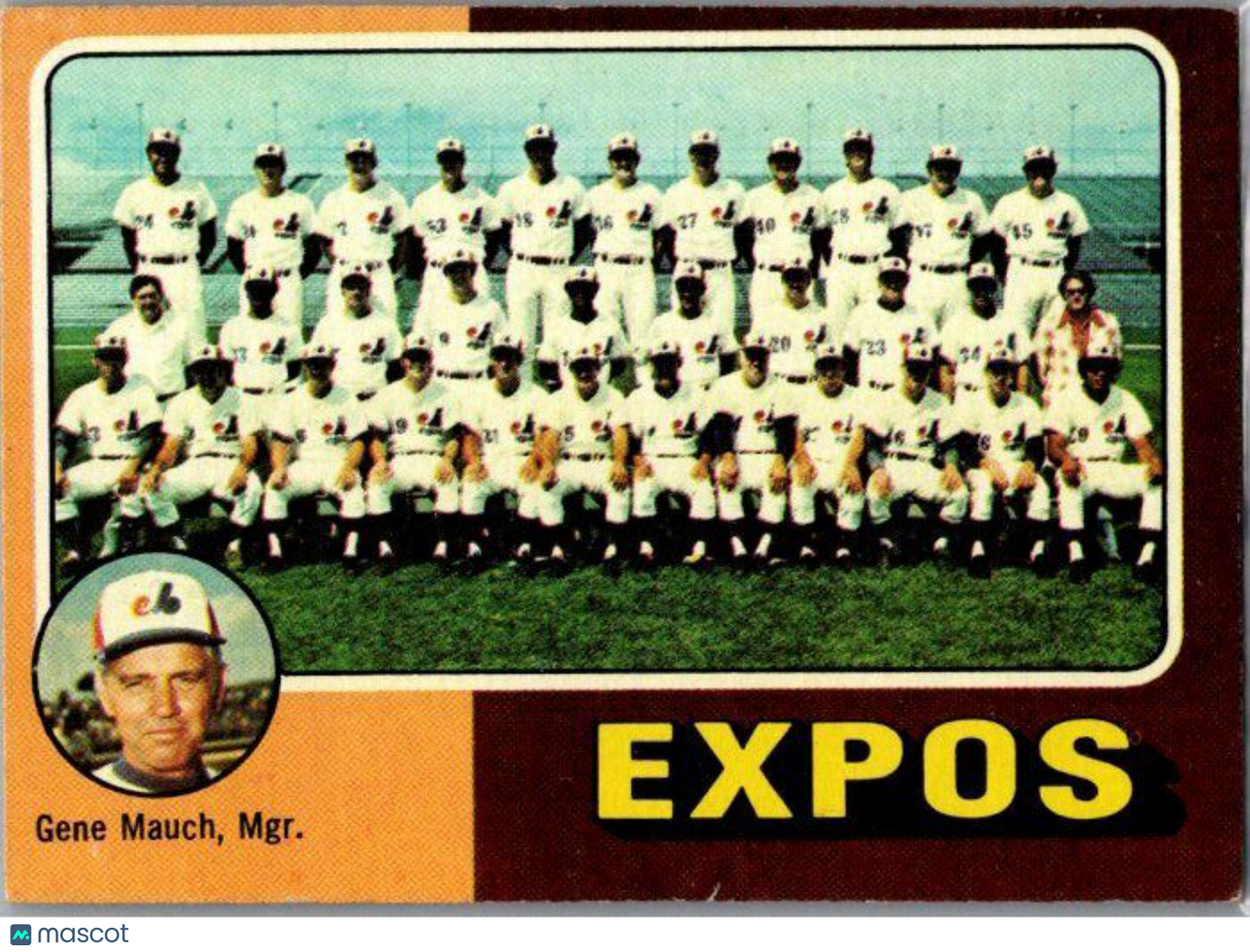 1975 Topps #101 Montreal Expos / Gene Mauch Team Checklists Gray Back