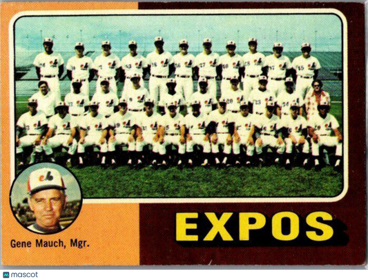 1975 Topps #101 Montreal Expos / Gene Mauch Team Checklists Gray Back