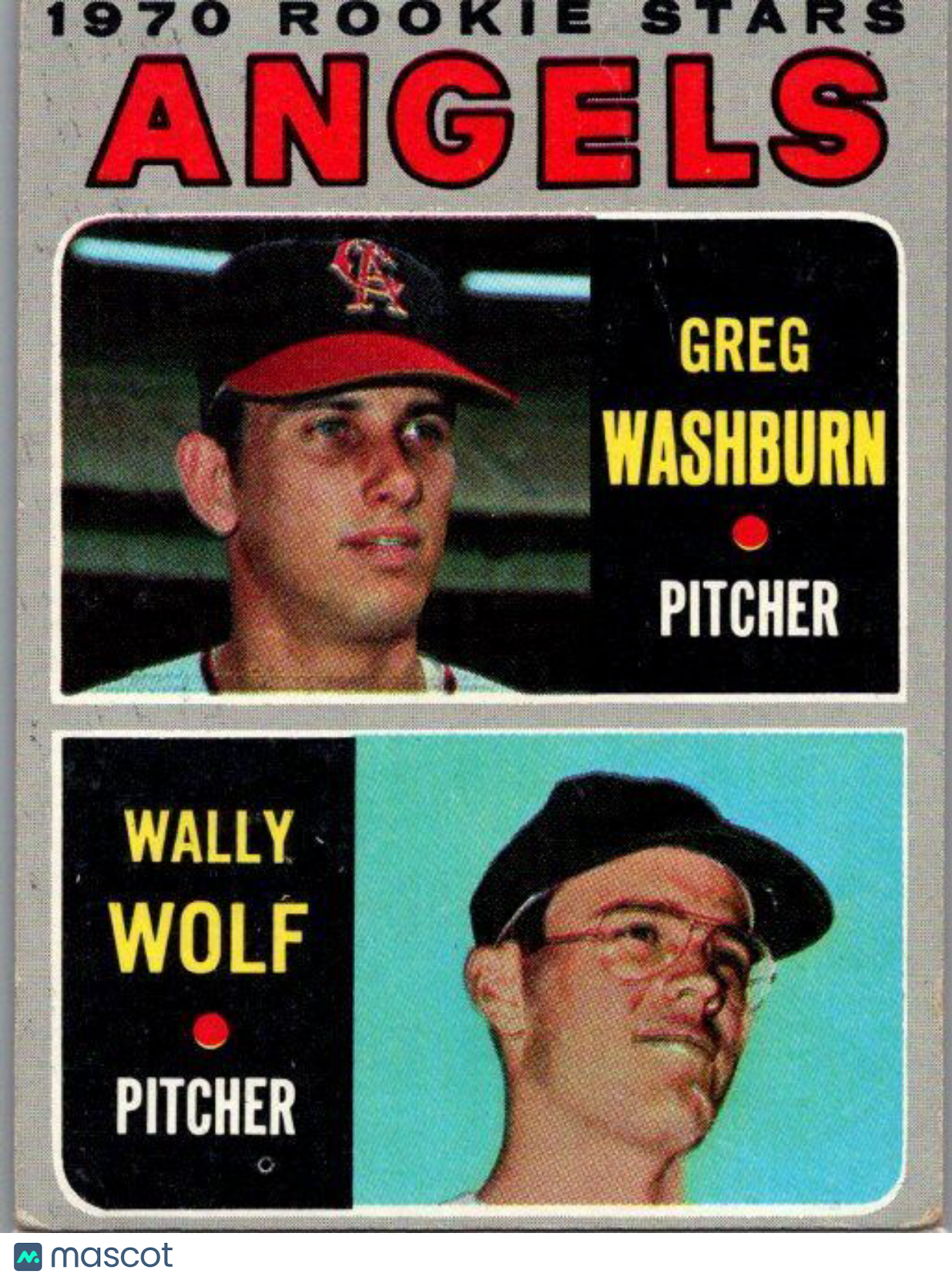 1970 Topps #74 Angels 1970 Rookie Stars (Greg Washburn / Wally Wolf) RS, RC