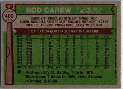 1976 Topps - #400 Rod Carew VG-EX