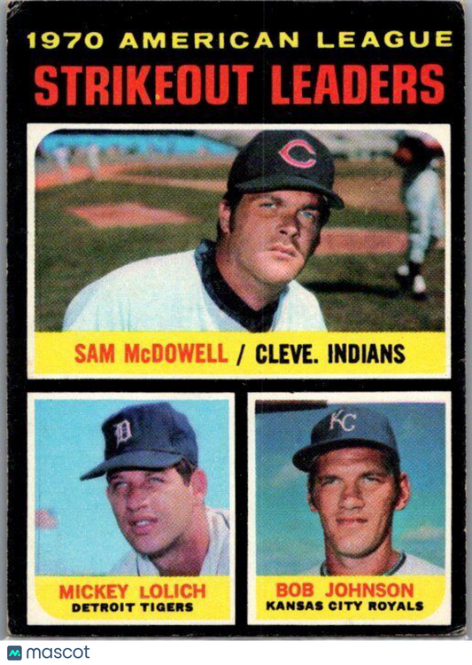 1971 Topps #71 1970 American League Strikeout Leaders