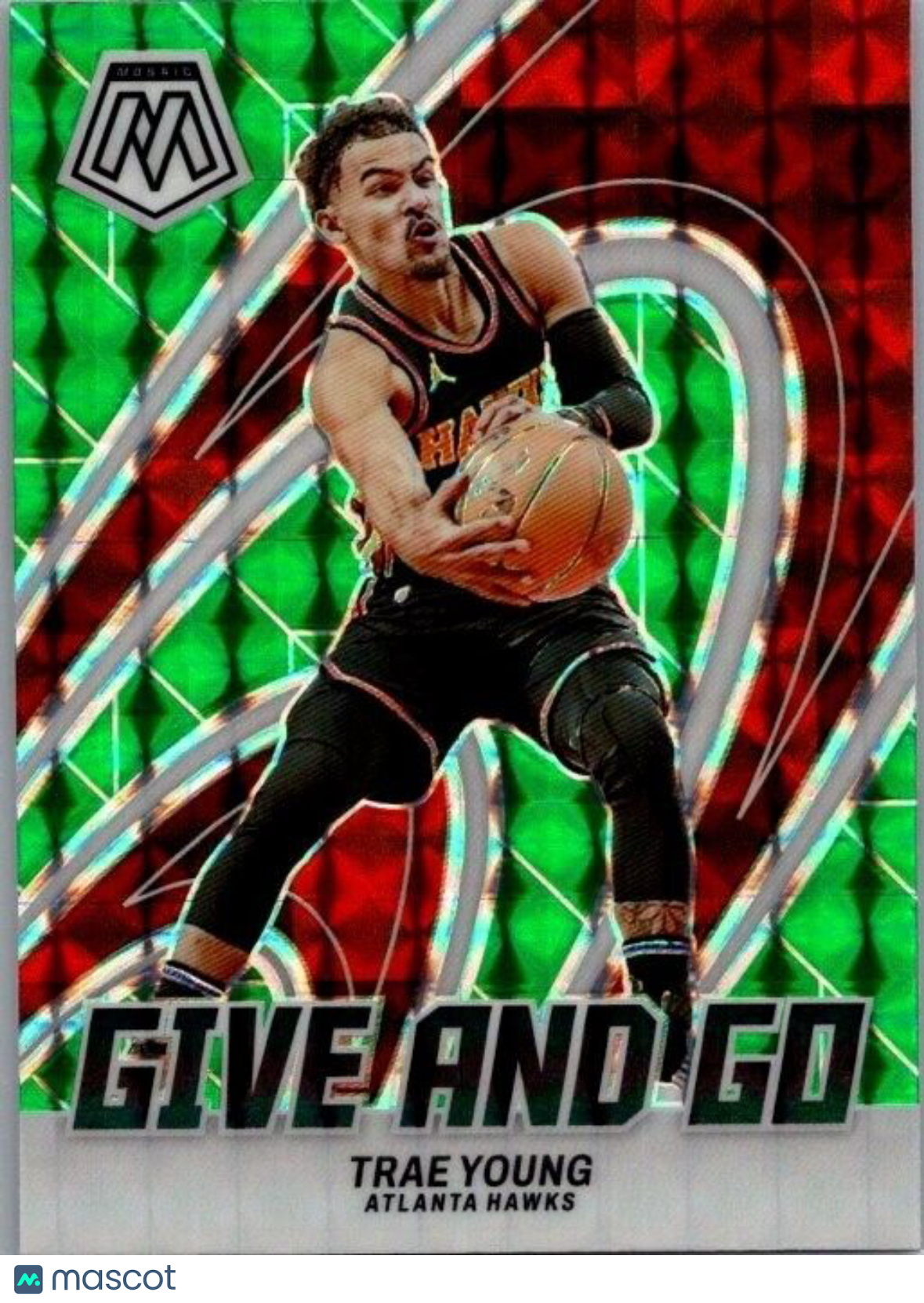 2023-24 Panini Mosaic - Give and Go #10 Trae Young Green Mosaic Prizm