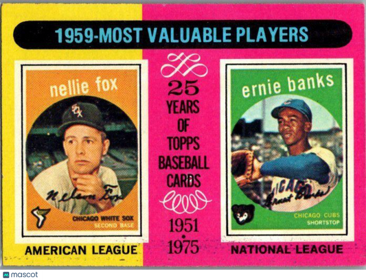 1975 Topps #197 1959 MVPs (Nellie Fox / Ernie Banks)