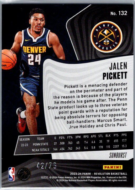 2023-24 Panini Revolution #132 Jalen Pickett Asia Holo Silver #/75