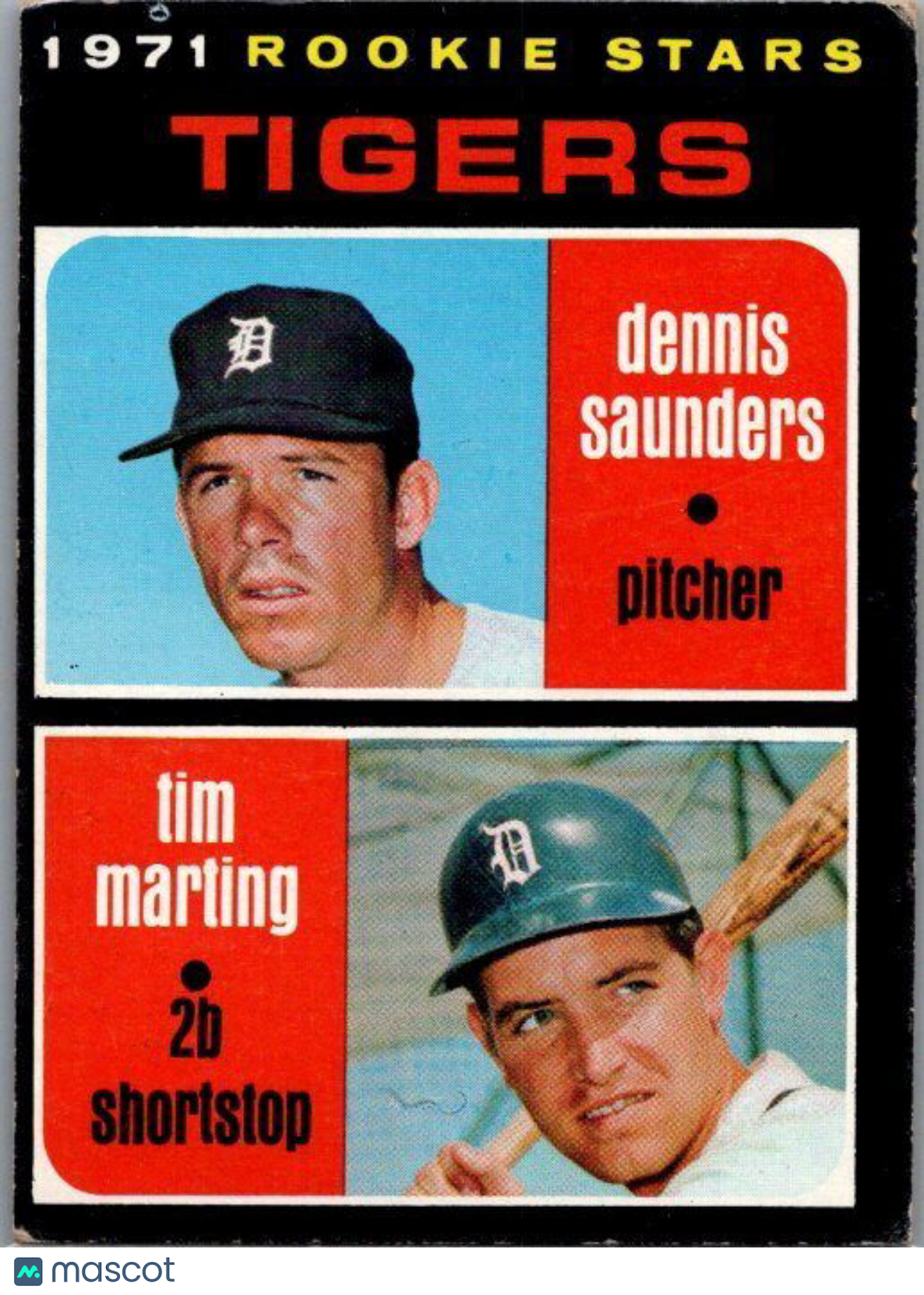 1971 Topps #423 Tigers 1971 Rookie Stars (Dennis Saunders / Tim Marting) RS, RC