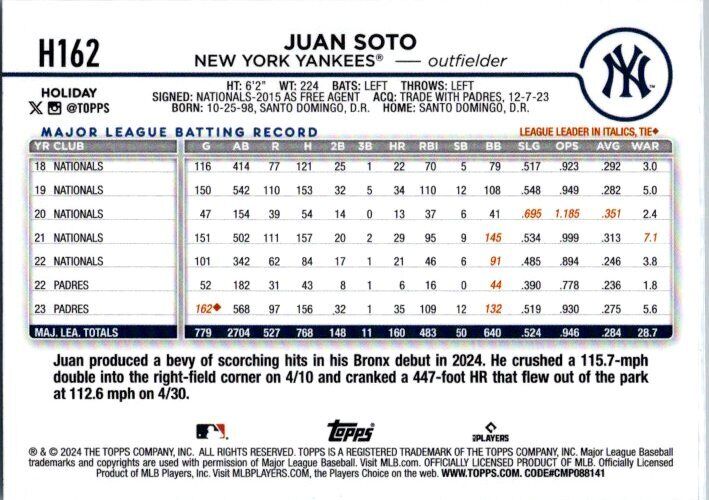 2024 Topps Holiday #H162 Juan Soto