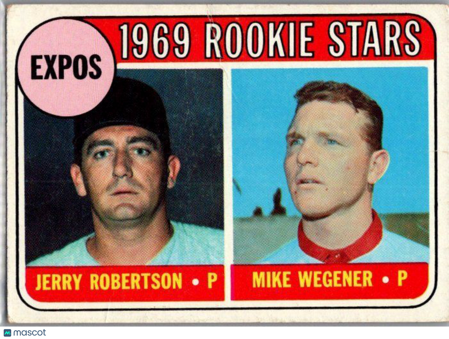 1969 Topps #284 Expos 1969 Rookie Stars (Jerry Robertson / Mike Wegener) RS, RC