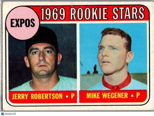 1969 Topps #284 Expos 1969 Rookie Stars (Jerry Robertson / Mike Wegener) RS, RC